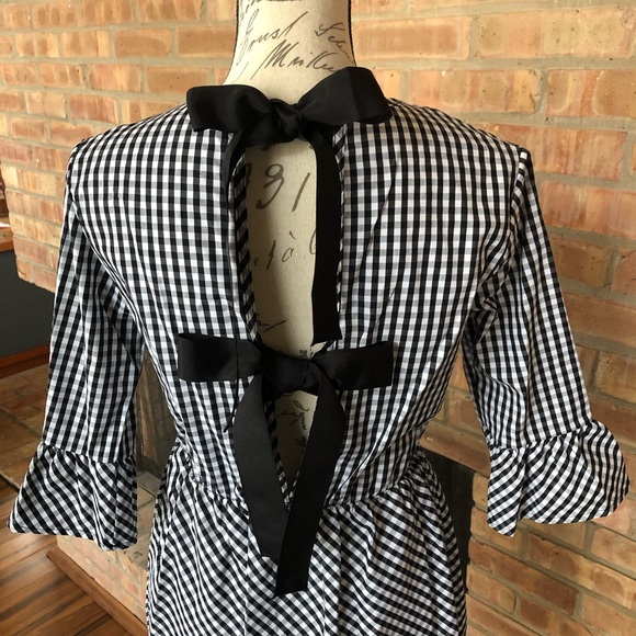 Black and White Check Tie Back Dress - Picture 5 of 6